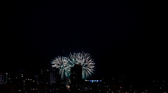 Sky shot firework in the sky during night against black background.