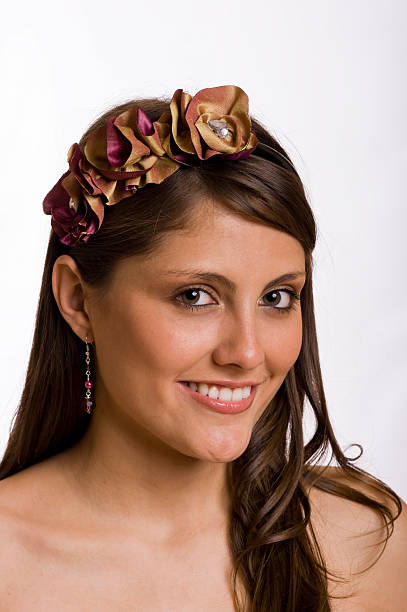istock Model with Silk Flower Hairpin 182219821