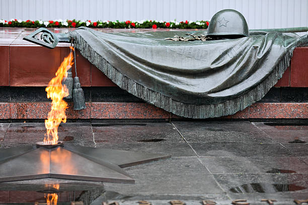 The Tomb of the Unknown Soldier is a war memorial, dedicated to the Soviet soldiers killed during the Great Patriotic War of 1941-1945. It is located at the Kremlin Wall in the Alexander Garden in Moscow.