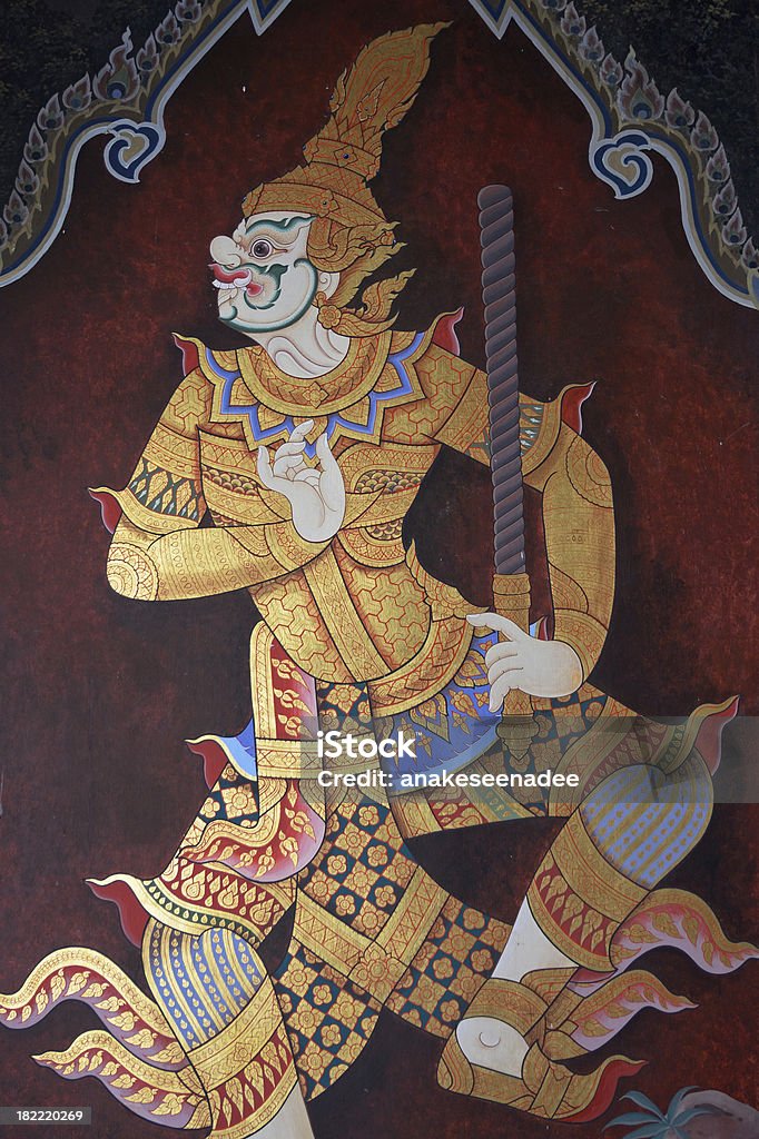 Wandgemälde Ramayana in Wat Pra Kaew, Bangkok, Thailand - Lizenzfrei Arrangieren Stock-Foto