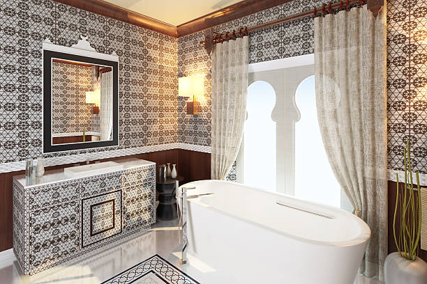 orient baño moderno - macro chair domestic room contemporary fotografías e imágenes de stock