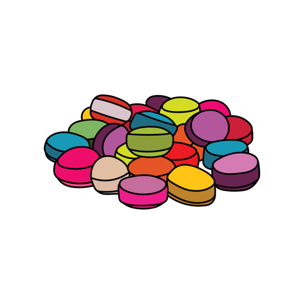 illustrations, cliparts, dessins animés et icônes de enfants dessin animé illustration vectorielle bonbons durs isolés sur fond blanc - hard candy candy pink wrapping paper