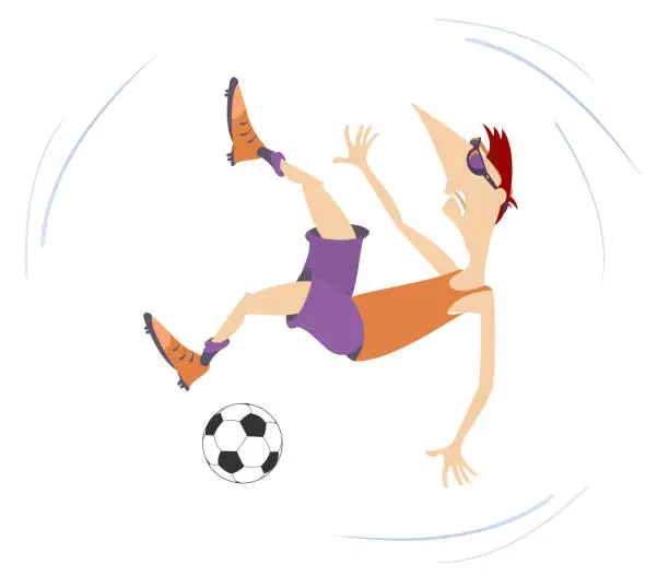 Vector illustration of Cartoon man playing football