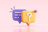 Two speech bubbles with question mark icon