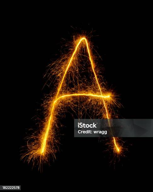 Buchstabe Ein In Das Feuerwerk Stockfoto und mehr Bilder von Alphabet - Alphabet, Beleuchtet, Brennen