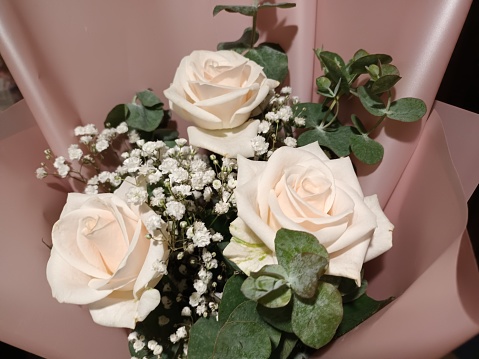 Bouquet of stylish white roses