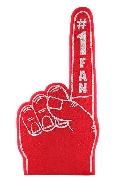 Foam Finger Foam Finger number 1 fan on a white background. tailgate party photos stock pictures, royalty-free photos & images