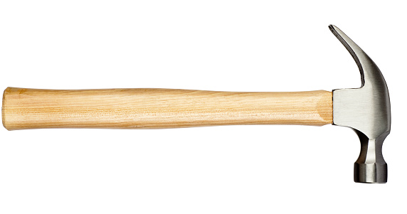 Photo of a hammer on a blank white background