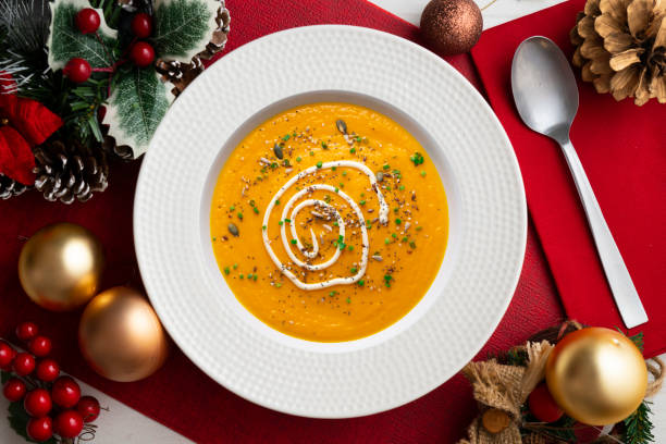 istock Carrot and pumpkin cream with cream and nuts 1822242616