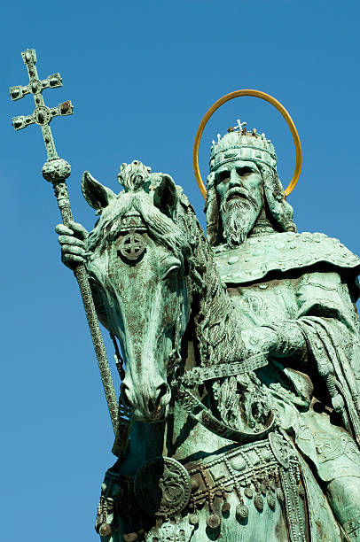 Statue of king St. Stephen on horseback, Budapest, Hungary stock photo