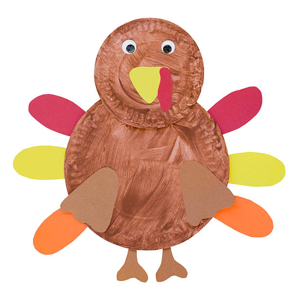 Handmade Thanksgiving Turkey Paper Craft Project stock photo