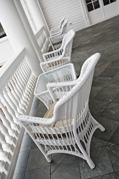 istock Wicker chairs at resort hotel 182225147