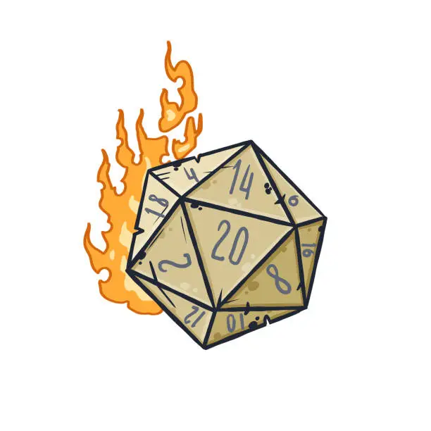 Vector illustration of 20 sided dice with numbers.
