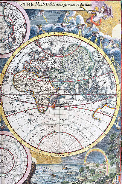 istock Detail copper engraving of world map from 1720 182225358