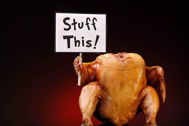 Thanksgiving Turkey with Sign Thanksgiving Turkey With Sign That Reads Stuff This.Click Images To View My Thanksgiving Lightbox funny thanksgiving stock pictures, royalty-free photos & images