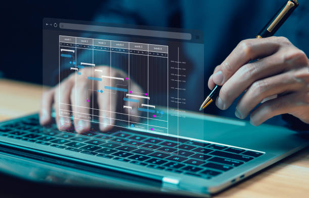 istock schedule plan management shows a timeline Gantt chart in technology online. concept manage milestones 1822261999