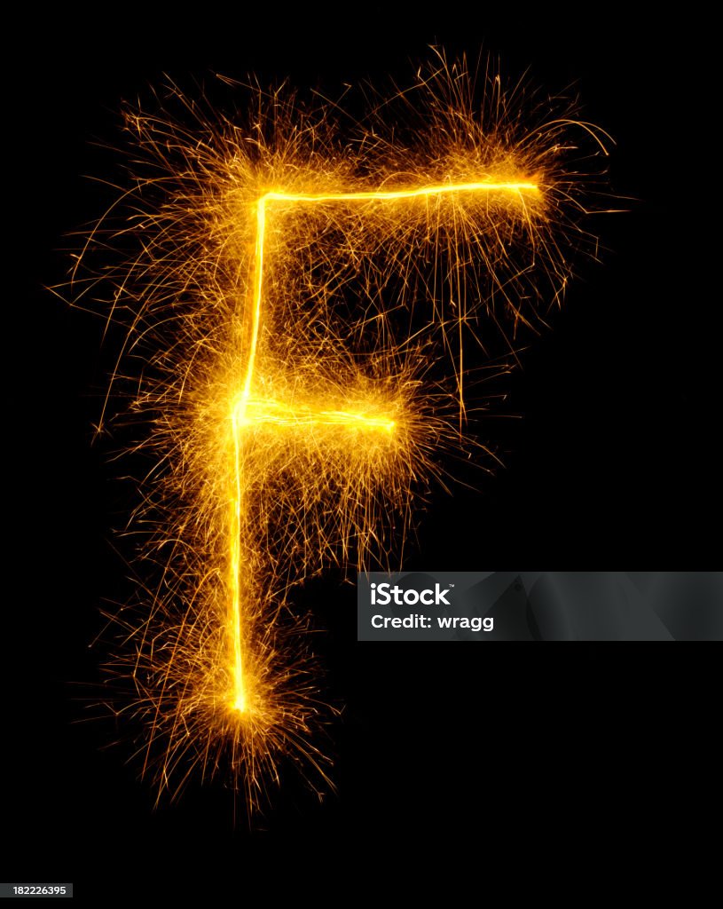 Buchstabe F mit Feuerwerk - Lizenzfrei Alphabet Stock-Foto