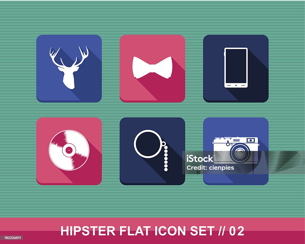 Colorful vintage hipster fashion elements flat icon set EPS10 file. Colorful vintage hipster fashion elements flat icon set. EPS10 vector file organized in layers foreasy editing. Analog stock vector