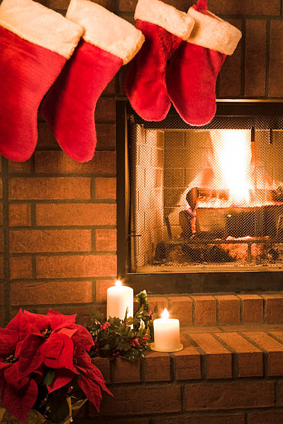 istock Christmas stockings hung by fireplace 182226570