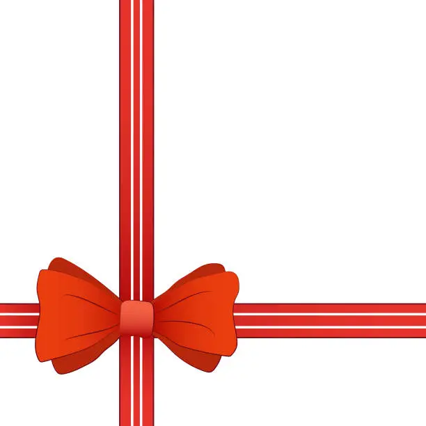 Vector illustration of Hand drawn red ribbon for christmas background