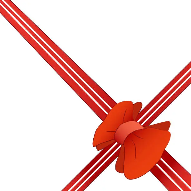 Vector illustration of Red hand drawn ribbon for christmas background