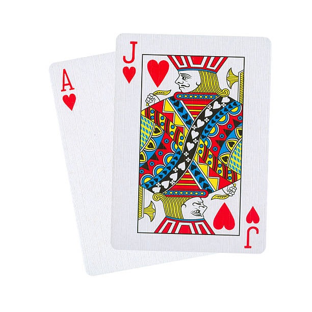 Black Jack in hearts isolated on white stock photo