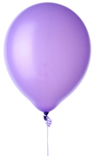 A purple balloon with a purple ribbon.Isolated against a white background.More shots of balloons are available in