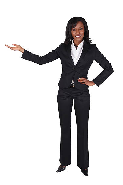 istock Business woman hand on hip presenting 182227449