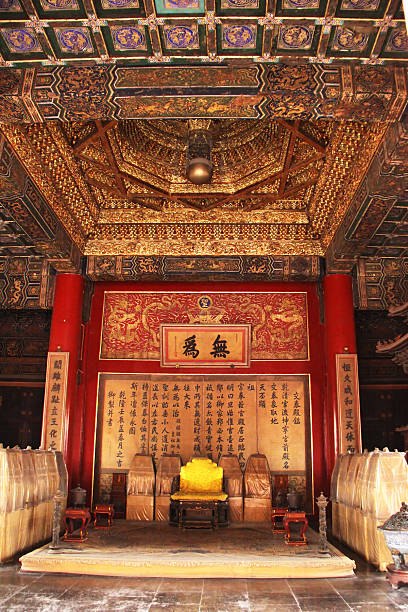 Beijing, China - November 3, 2019 : Dragon Throne Of The Emperor Of China At The Palace Of Heavenly Purity In Forbidden City.