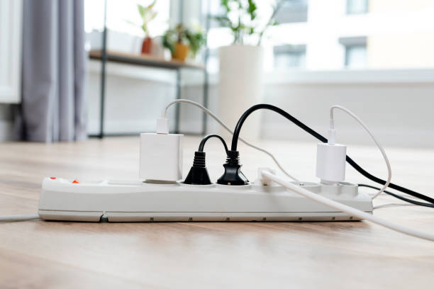 istock Electrical equipment, wires and power strips 1822282752