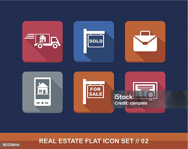 Ilustración de Coloridas Negocio Inmobiliario Elementos De Iconos Plana Set Eps10 Archivo y más Vectores Libres de Derechos de Agente inmobiliario