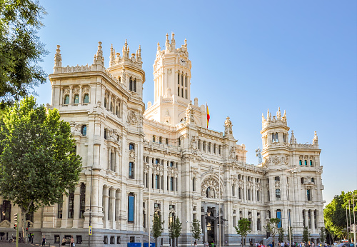 Cybele palace on Cibeles square in Madrid, Spain