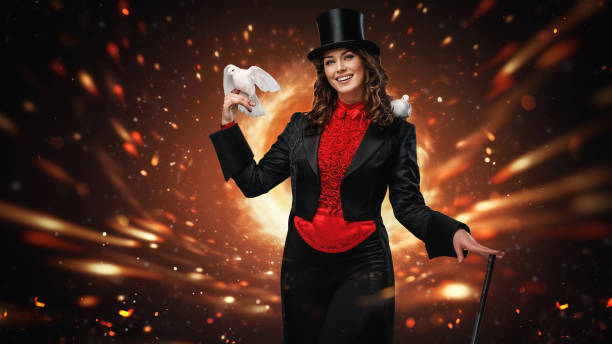 istock Magician with Doves and Wand Amidst Flames 1822295250