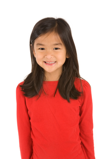 Chinese little girl wearing blank long-sleeve shirt