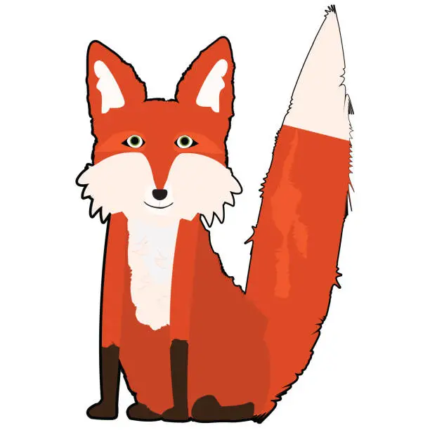 Vector illustration of Illustrated standing fox design