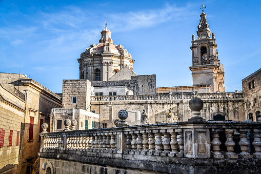 Rear View Of St. Paul's Cathedral In Mdina, Malta