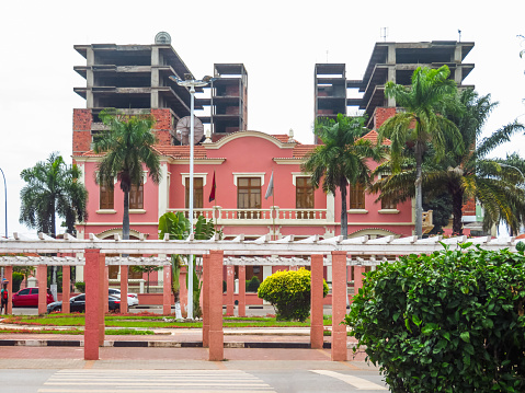 Pink building in Malanje in the province of Malanje in Angola.