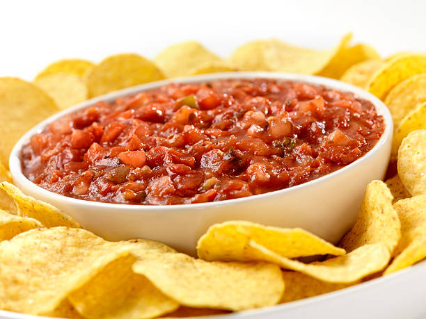 istock Yellow Corn Tortillia Chips with Chunky Salsa 182230944