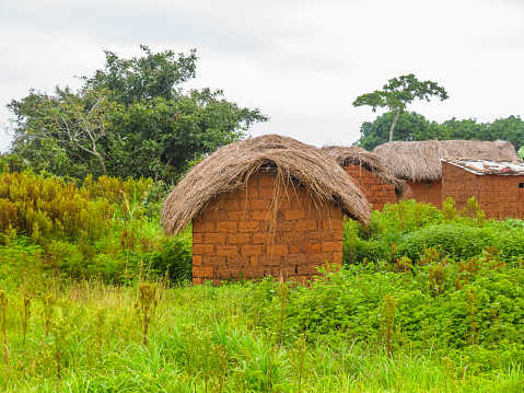 Brick huts in Kalandula in the province of Malanje in Angola.