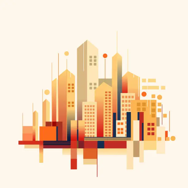 Vector illustration of Abstract geometric illustration of buildings in a big city