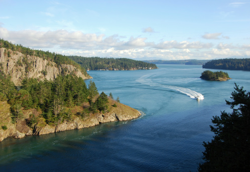 Looking at Deception Pass on the Skagit Bay side in Washington State.  See also