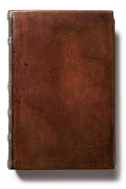 alte leere leder-buch - old isolated on white old fashioned book stock-fotos und bilder