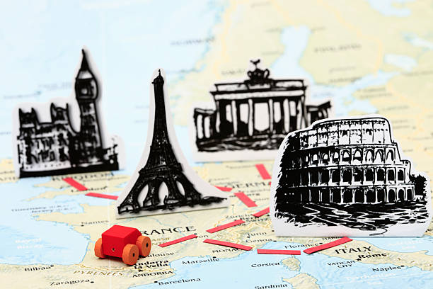 Map of Europe with monuments
