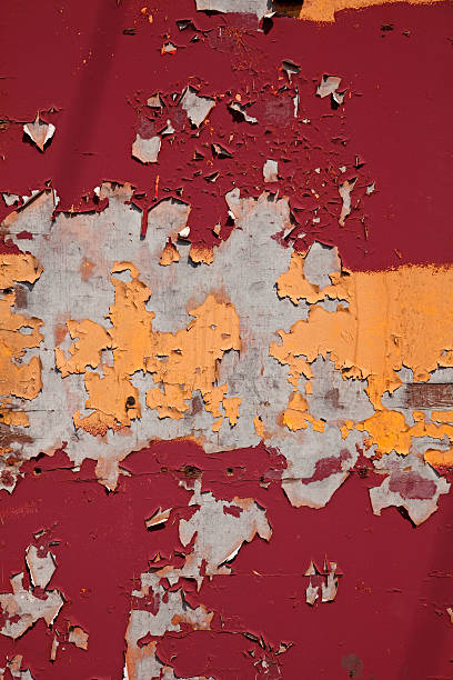 istock Yellow and red Peeling Paint Background texture on metal wall 182232192