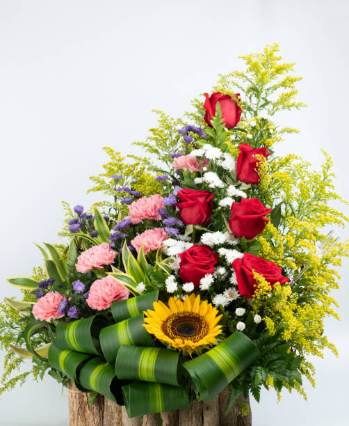 collection of colorful flowers - on branch imagens e fotografias de stock