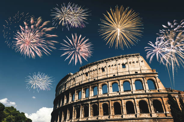 istock Fireworks in Italy in Rome 1822324052