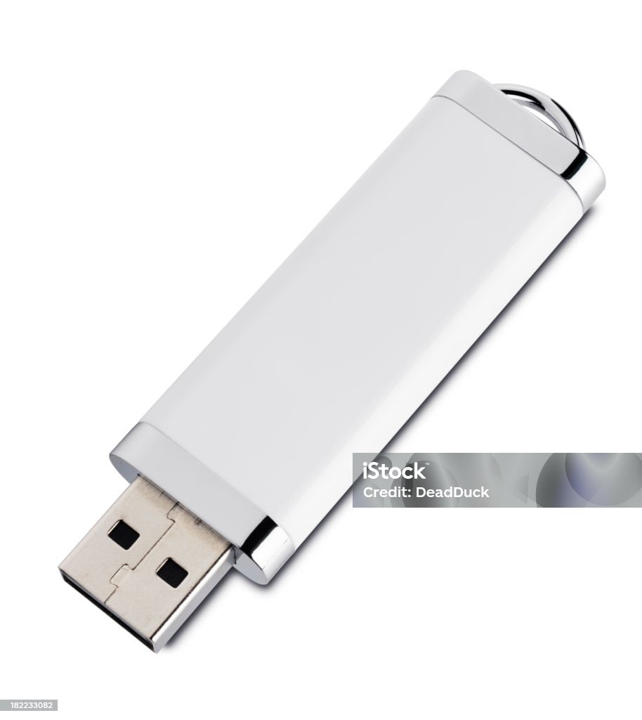Llave USB blanco - Foto de stock de Llavero USB de memoria libre de derechos