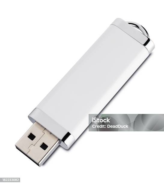 Llave Usb Blanco Foto de stock y más banco de imágenes de Llavero USB de memoria - Llavero USB de memoria, Cable USB, Fondo blanco