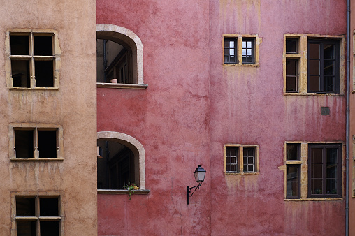 Abstract of buildings in the old city of Lyon, France.