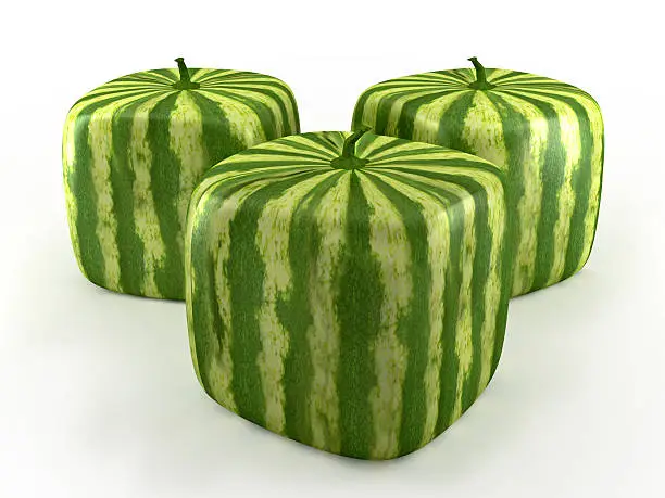 Cube watermelons isolated on white.Similar images: